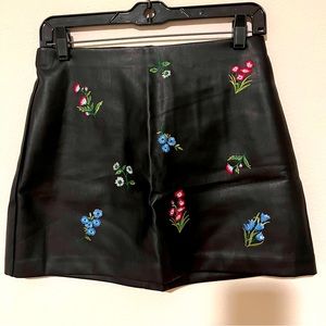 Express Floral Embroidered Mini Skirt